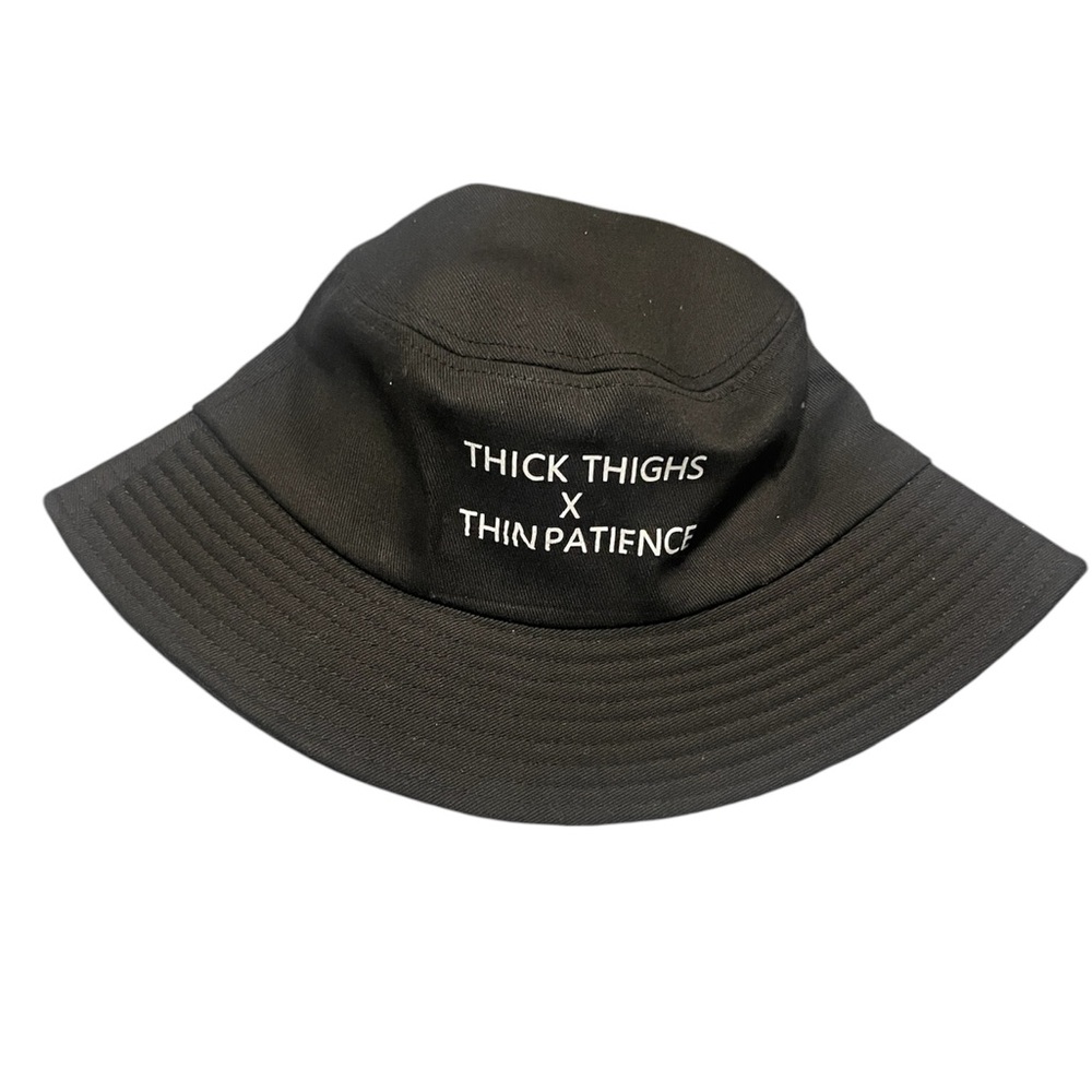 🤑 LOW START Black Bucket Hat with White Embroidery